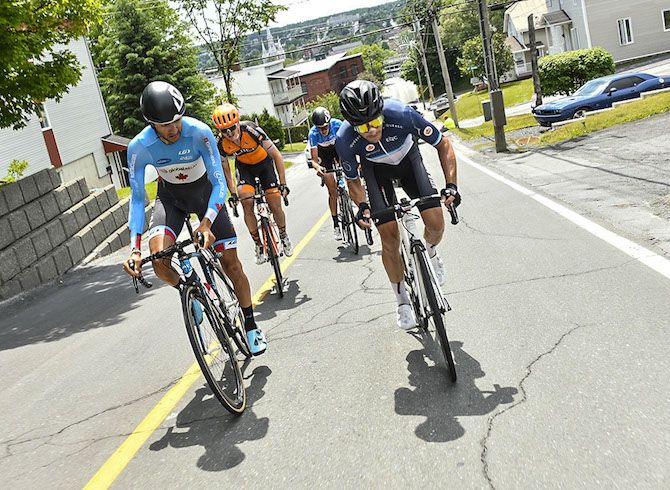Bruno Langlois (Team Quebec) attacks on the final climb
