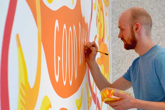 Dave Bain often starts by sketching out the overall shape of the whole composition