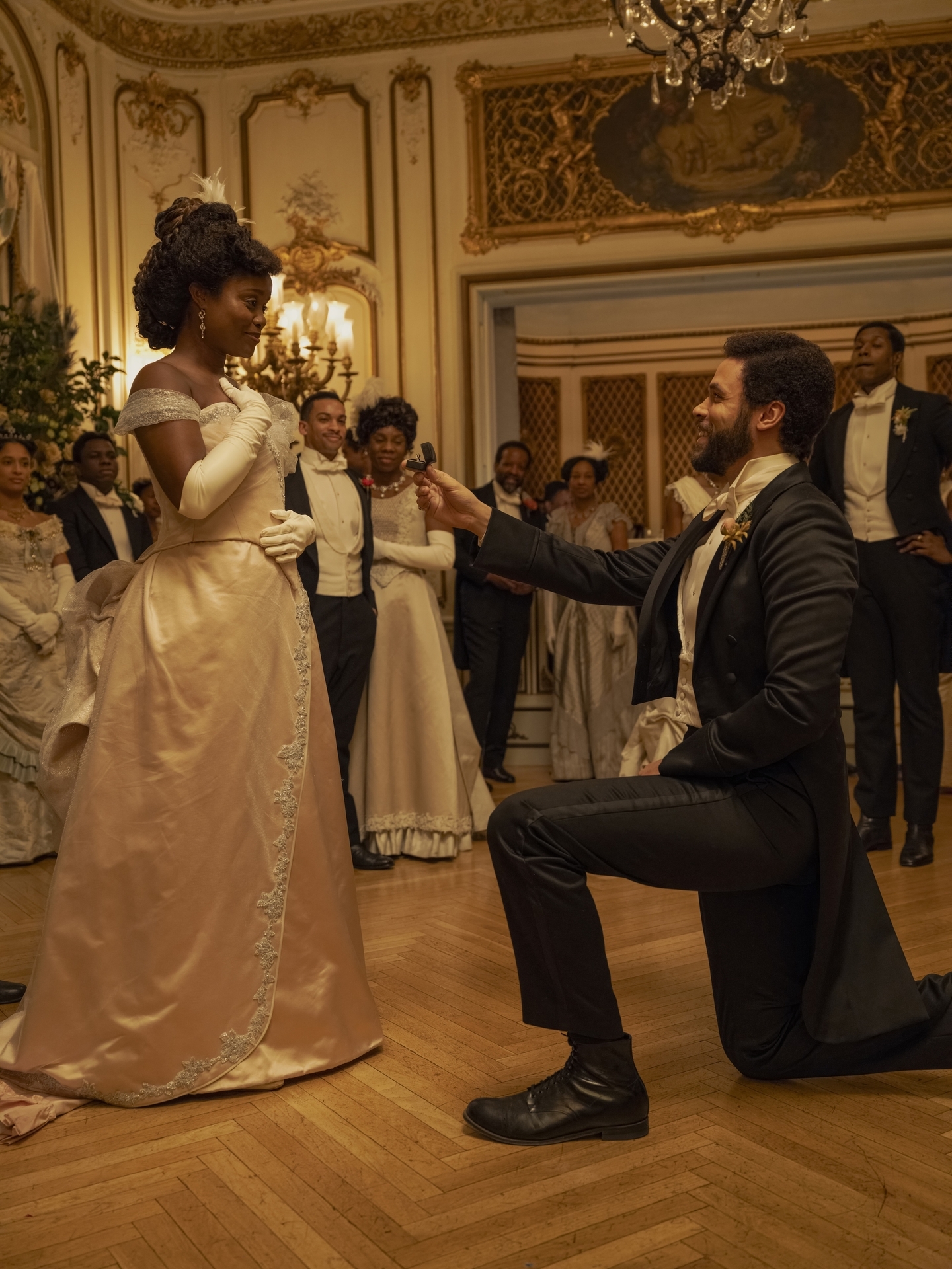 denee benton as she's proposed to at a ball in the gilded age season 3
