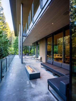 Outdoor terrace at British Columbia house in Whistler