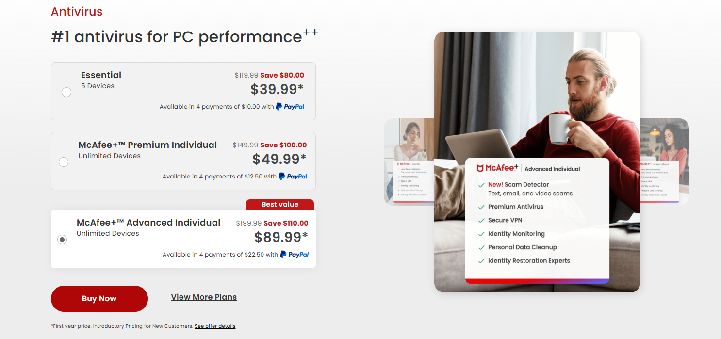 McAfee antivirus pricing