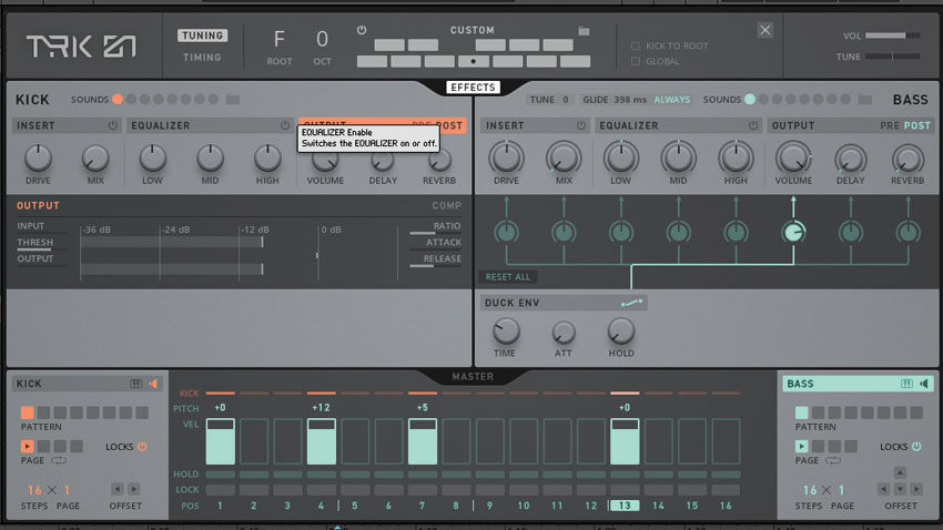 How to create a kick/gliding bass combo using Native Instruments TRK-01