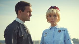 Trixie Franklin and Reverend Tom Hereward looking tense together in Call the Midwife