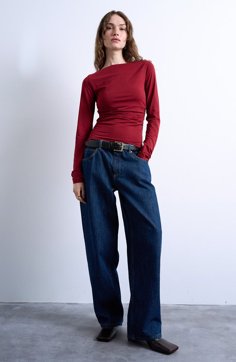 Ruched Bateau Neck Top