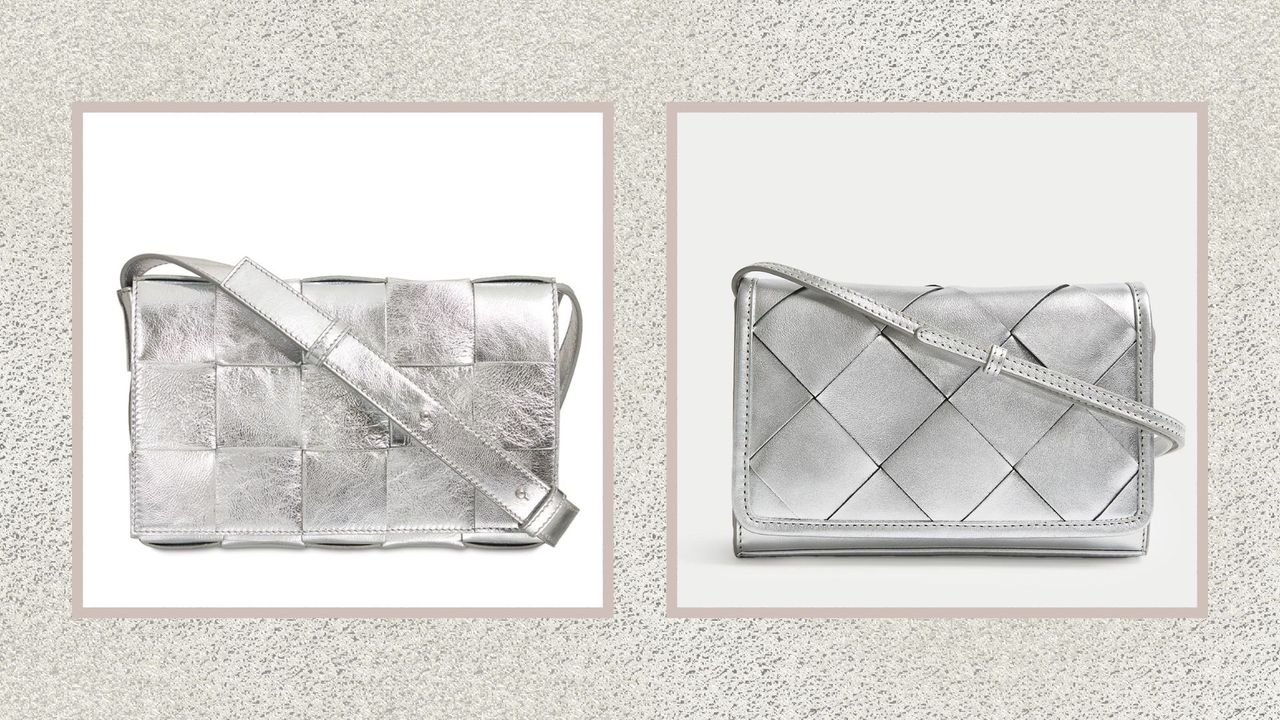 composite of M&amp;S crossbody bag silver and silver bottega cassette crossbody