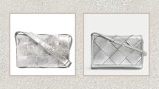 composite of M&S crossbody bag silver and silver bottega cassette crossbody