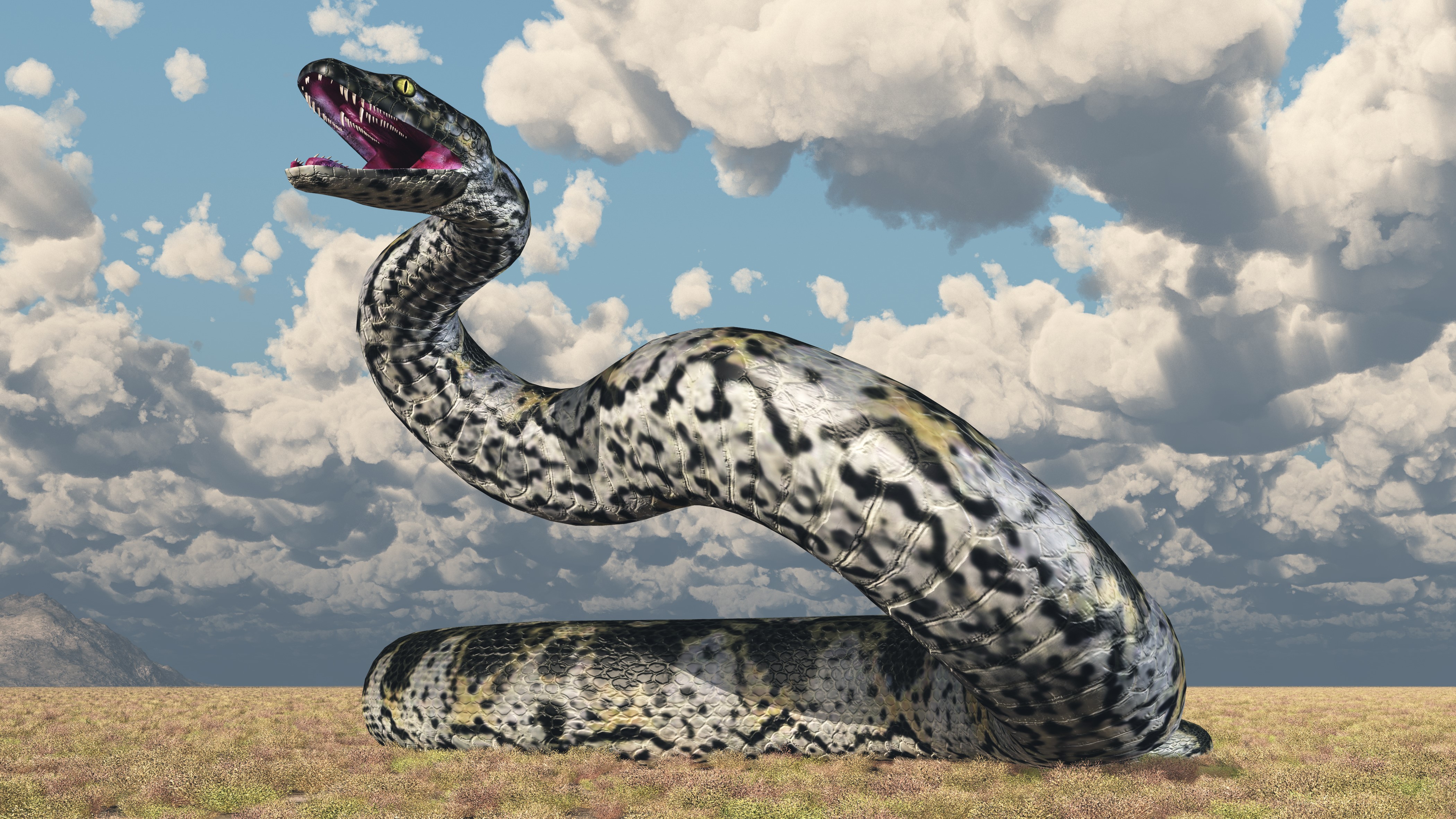 Impresión artística de titanoboa, la serpiente más grande que jamás haya existido en la Tierra