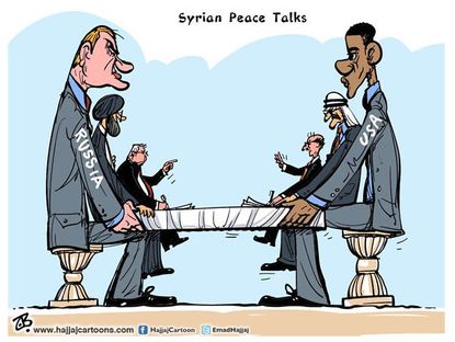 Political cartoon Syrian peace talks