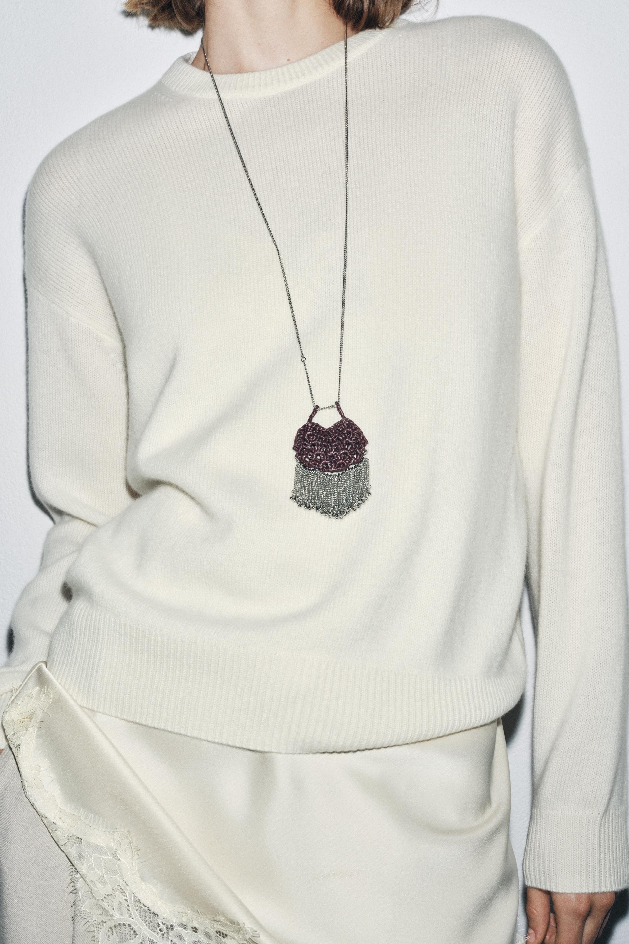 Crochet Bag Long Necklace
