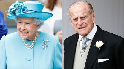 A composite of a picture of Queen Elizabeth in 2017 and a picture of Prince Philip in 2018