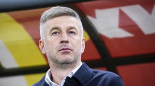 Edward Iordanescu head coach of Romania is seen during the UEFA EURO 2024 European qualifier match between Romania and Kosovo at National Arena on September 12, 2023 in Bucharest, Romania.
