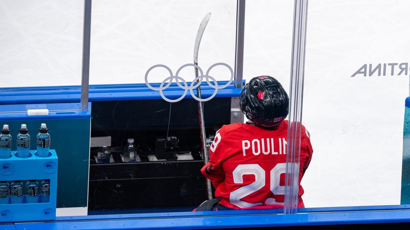 Canada's Marie-Philip Poulin in ice hockey action at the 2026 Winter Olympics