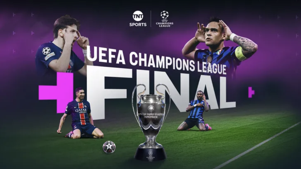 A graphic promoting the free Champions League final stream on Discovery+