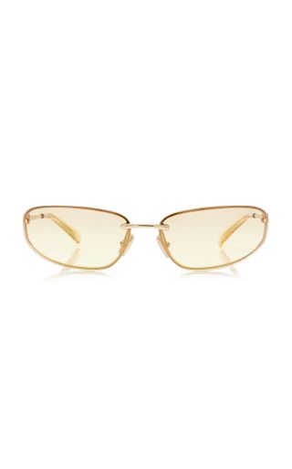 Oval-Frame Metal Sunglasses