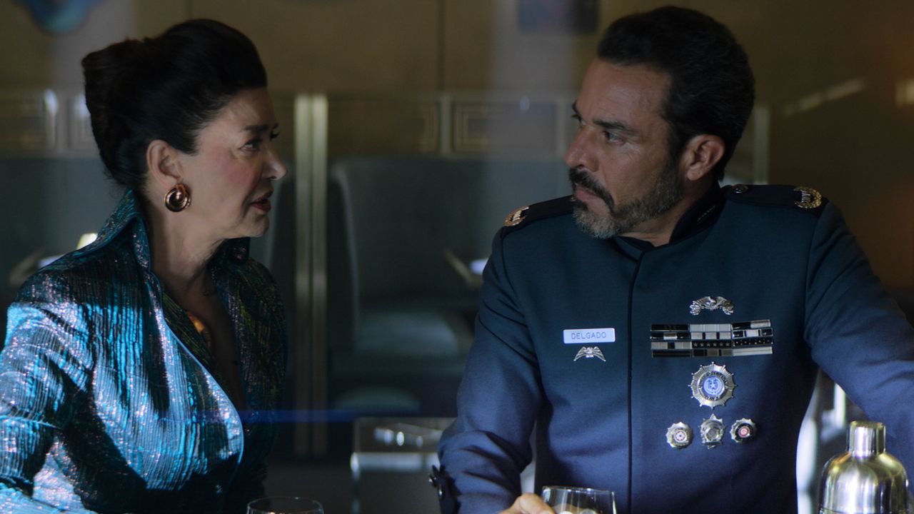 Michael Irby and Shohreh Aghdashloo in Season 5 of "The Expanse" on Amazon Prime Video.