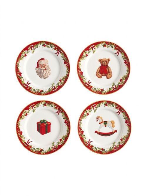 Nostalgic Christmas Icon Appetiser Plates &ndash; Mixed Set of 4