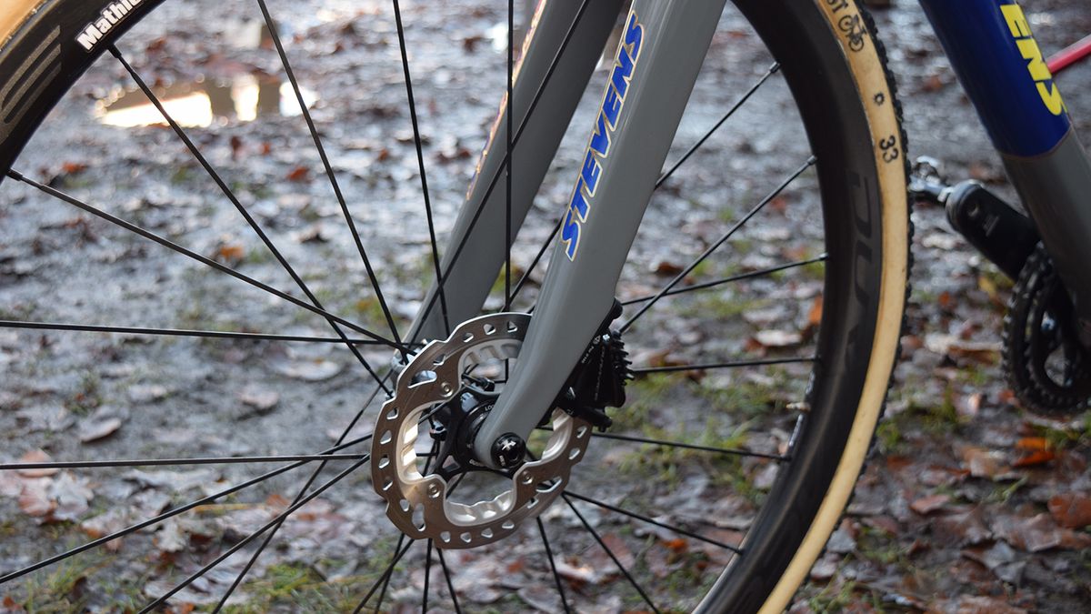 A closer look at the front disc brake.