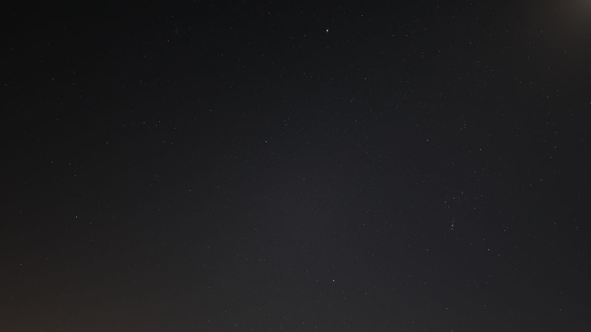 Orion in the starry night sky as photographed with Canon EOS R5 II and Canon RF 20mm f/1.4 L VCM.