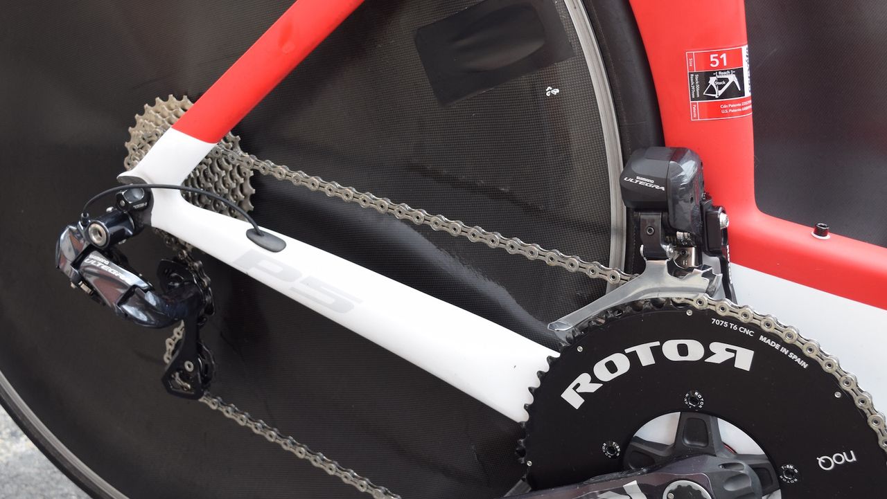 Edvald Boasson Hagen's spare bike runs a Shimano Ultegra Di2 groupset to save costs