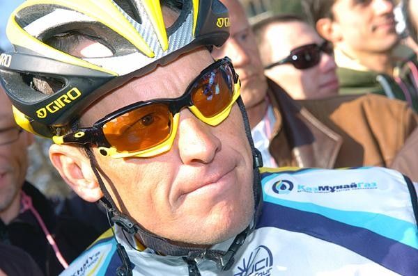 Lance Armstrong in pensive mode before heading to the start.