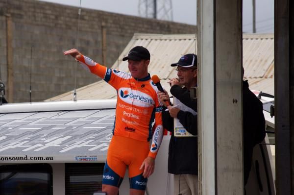 Pearson waves to the crowd.