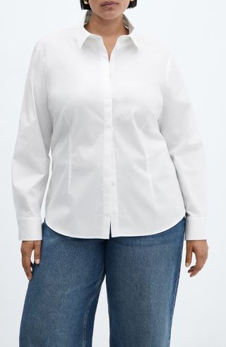 Fitted Stretch Cotton Button-Up Shirt