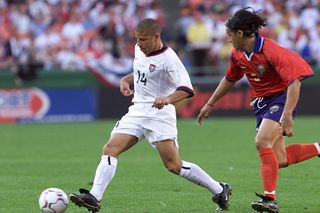 Chris Armas on the ball for USA against Costa Rica in 2001.