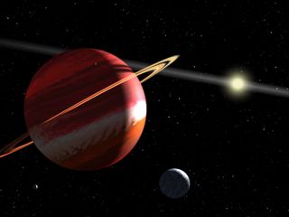 An artist’s impression of a planet orbiting the star Epsilon Eridani, which is 10.5 light years away from us.