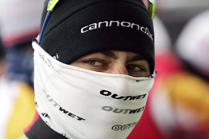 Peter Sagan bundled up against the frigid air in Belgium