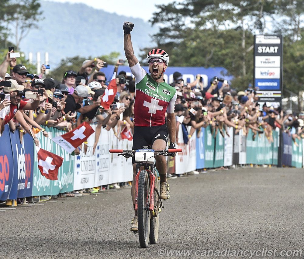 Nino Schurter celebrates another world title win