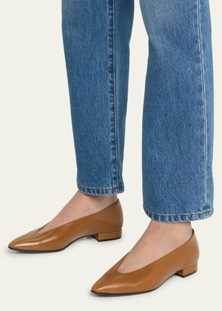 brown pointy-toe flats