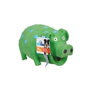 Pawtown Latex Large Green Pig Dog Toy