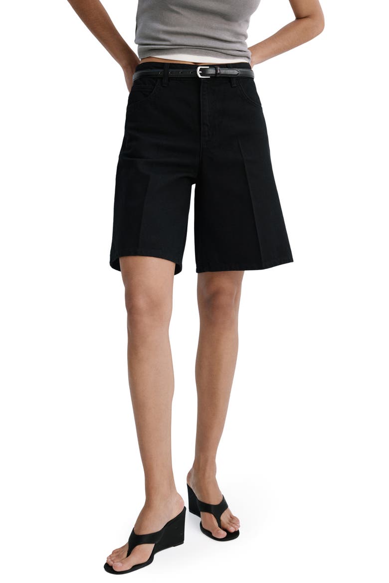 High Waist Mid Thigh Denim Shorts