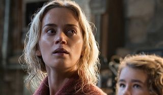 A Quiet Place Emily Blunt Millicent Simmonds Evelyn and Reagan looking up in terror