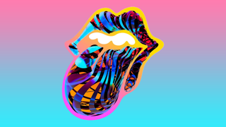 The new Rolling Stones logo on a gradient background