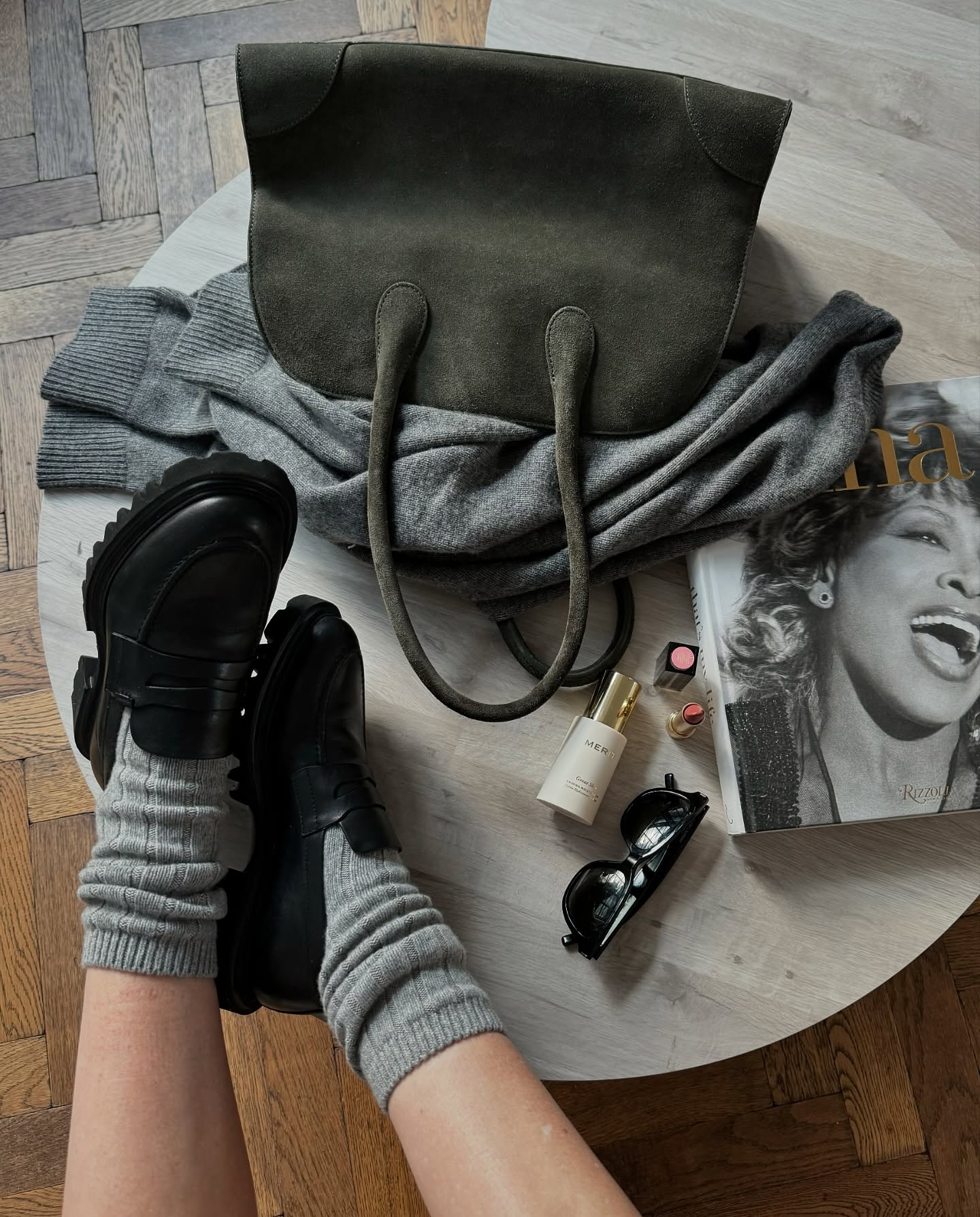 Stylish women with khaki suede bags