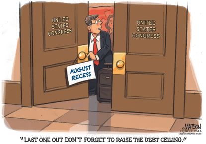 Political Cartoon August Recess Congress Debt Ceiling