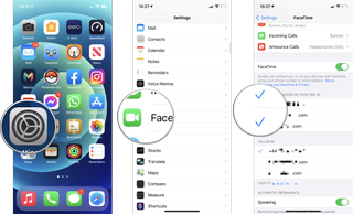 How to enable or disable phone numbers and email address for FaceTime: Launch Settings, scroll down and tap FaceTime, tap on the checkmark next to any number number or email address you want to turn off