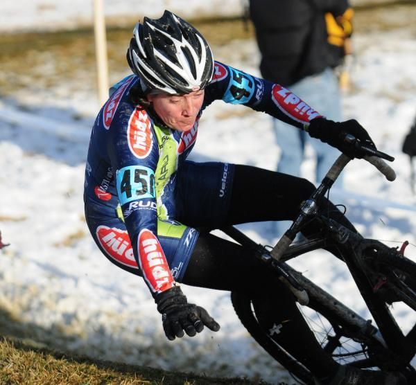 Emily Van Meter (Hudz) also fell victim to the off-camber ice.