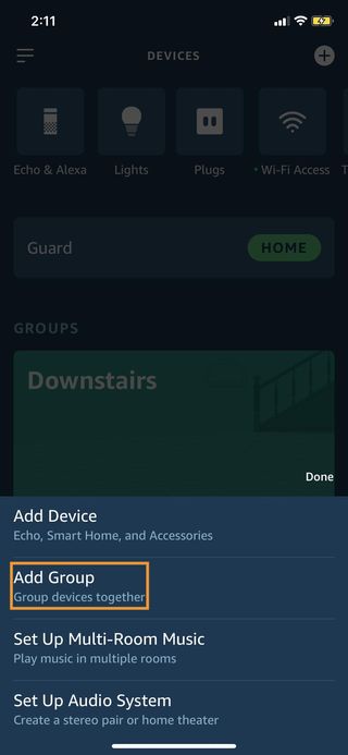 Alexa app light group step 2