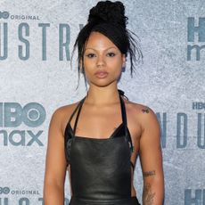 Myha'la attended the Industry Season 3 premiere in a custom leather take on Miu Miu's apron trend