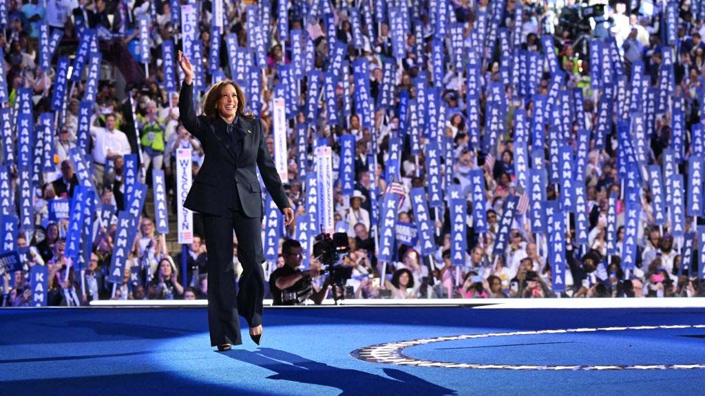 Vice President Kamala Harris accepts the nomination for president at the 2024 Democratic National Convention in Chicago.