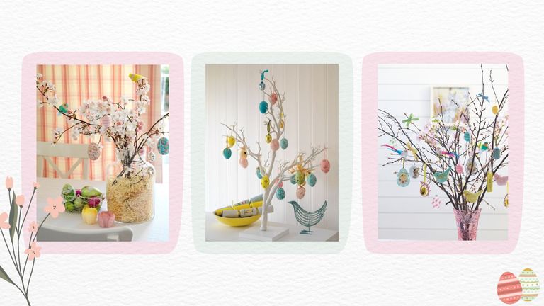 A composite image of three different Easter tree ideas