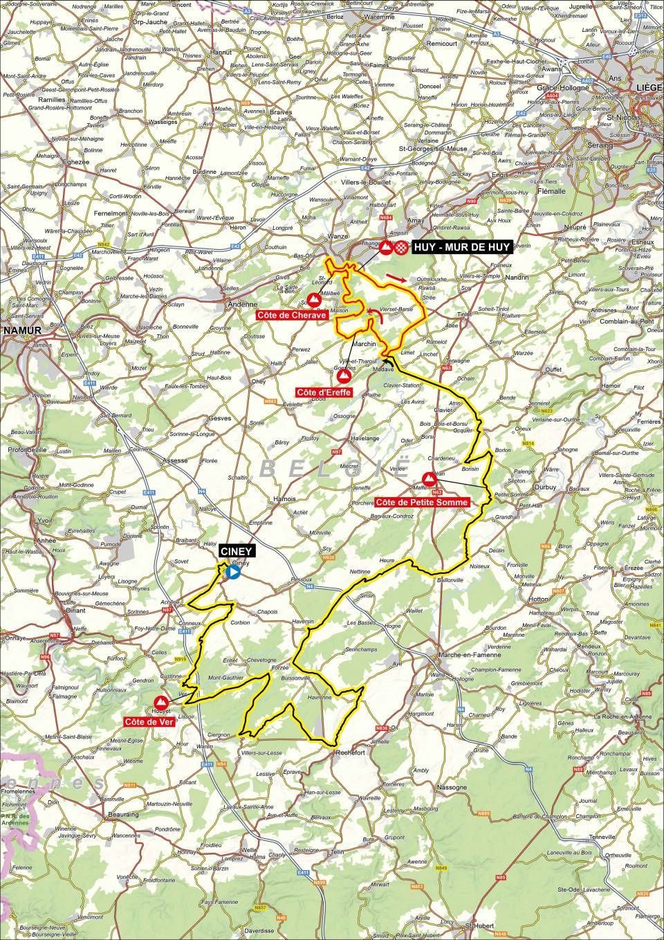Route of the 2025 La Fl&egrave;che Wallonne