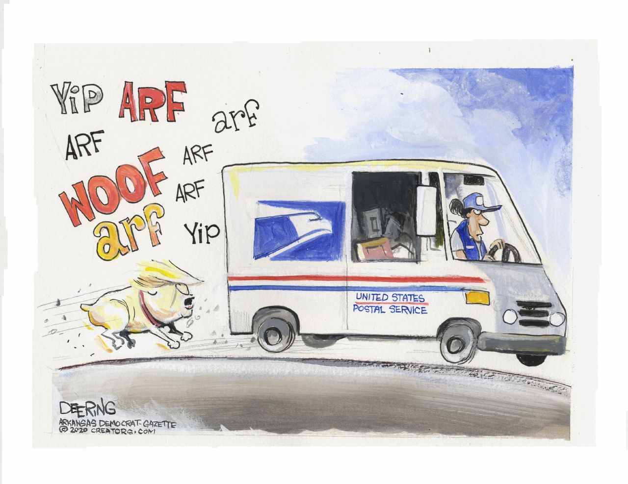 Political Cartoon U.S. Trump USPS 2020 mail in voting