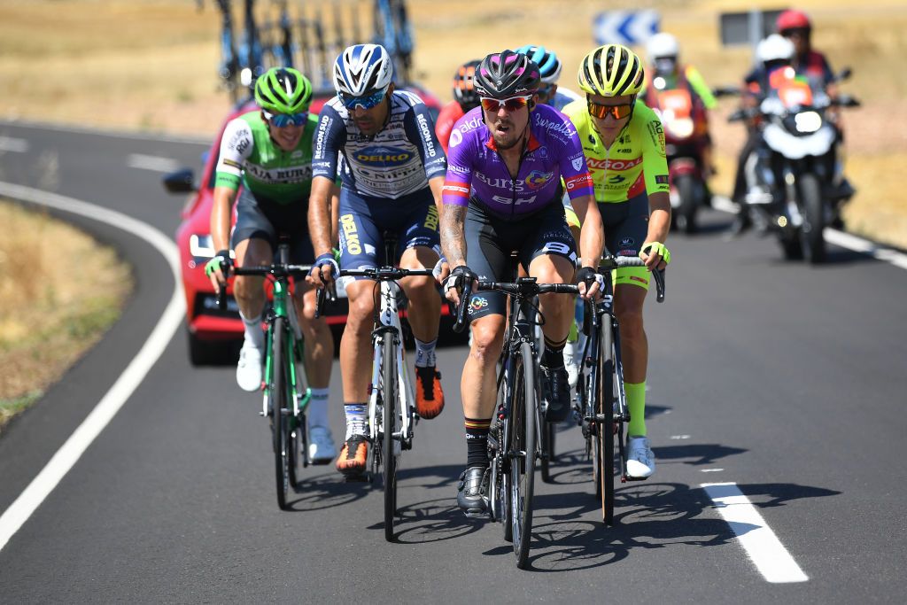 LAGUNAS DE NEILA SPAIN AUGUST 01 Angel Madrazo Ruiz of Spain and Team BurgosBH Breakaway during the 42nd Vuelta a Burgos 2020 Stage 5 a 158km stage from Covarrubias to Lagunas de Neila 1872m VueltaBurgos on August 01 2020 in Lagunas de Neila Spain Photo by David RamosGetty Images