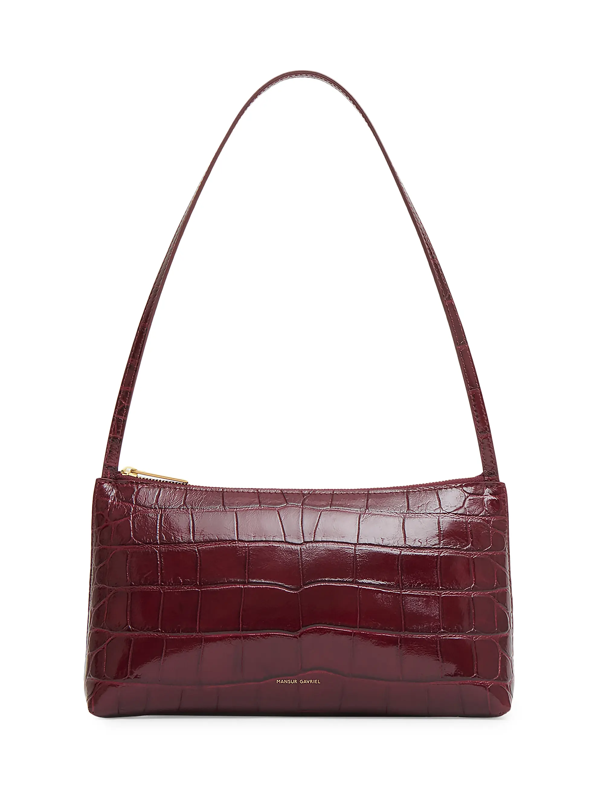 Gaia Crocodile-Embossed Leather Shoulder Bag