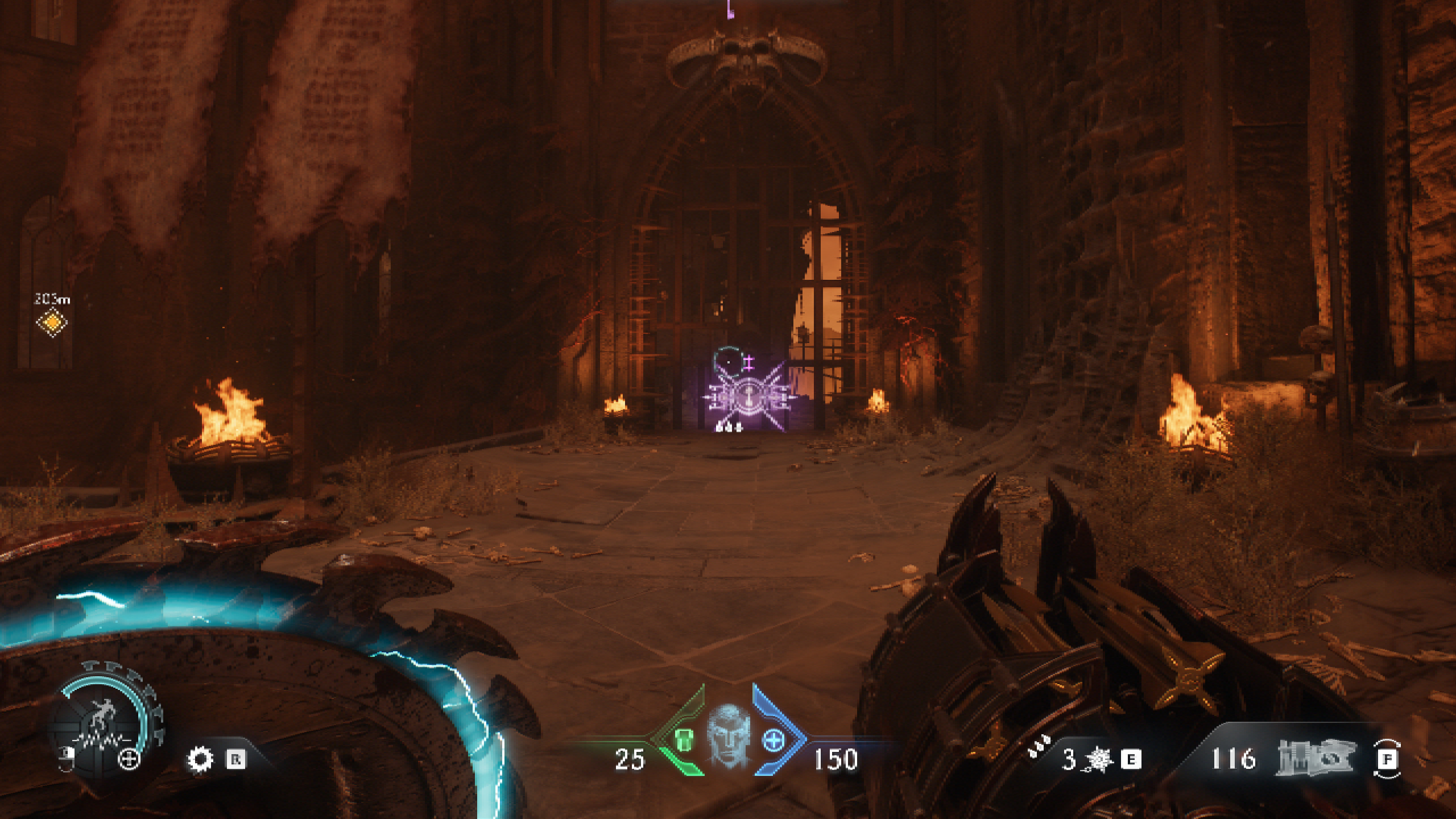 Doom: The Dark Ages The Forsaken Plains secrets and collectibles - A large gate locked with a purple secret key.