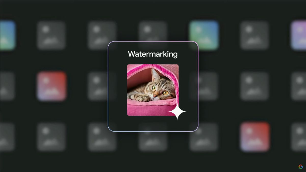 Google IO 2023 Slide about AI image watermarking