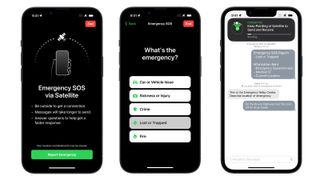 Apple Emergency SOS via satellite interface on iPhone 14